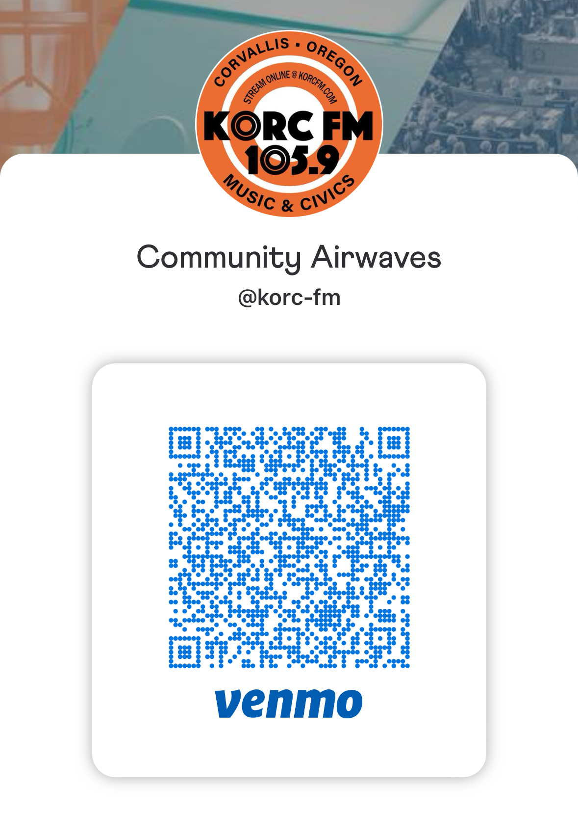 Scan to connect with Venmo app